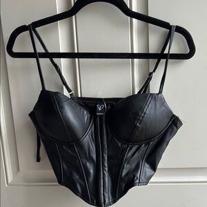 Windsor Black Faux Leather Top